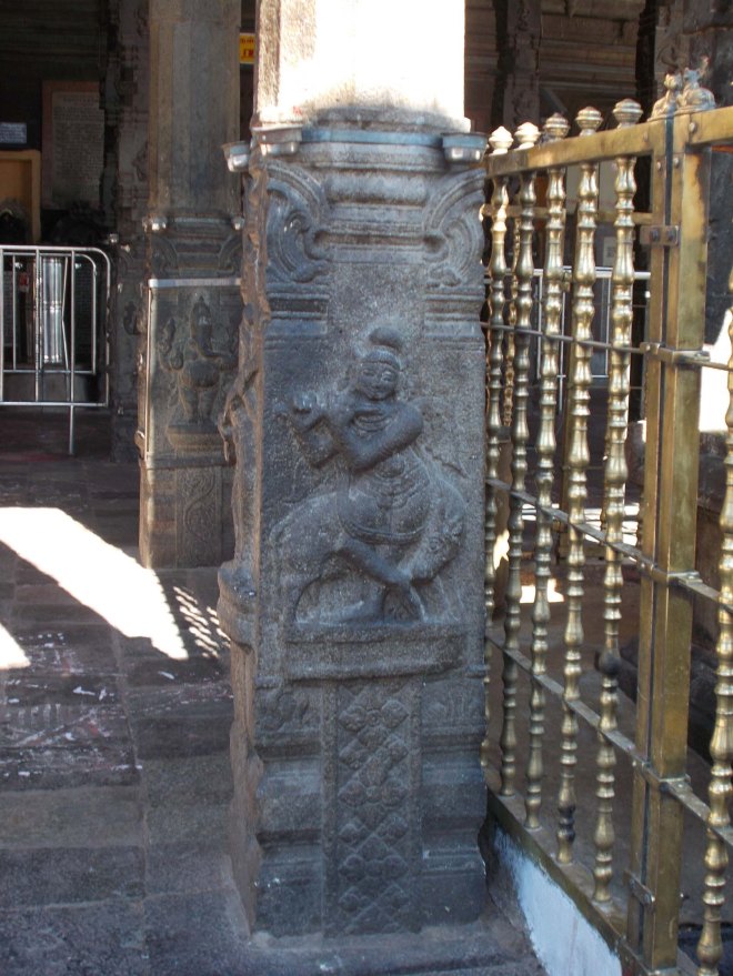 Lord Krishna carved on one of the pillars of the main shrine